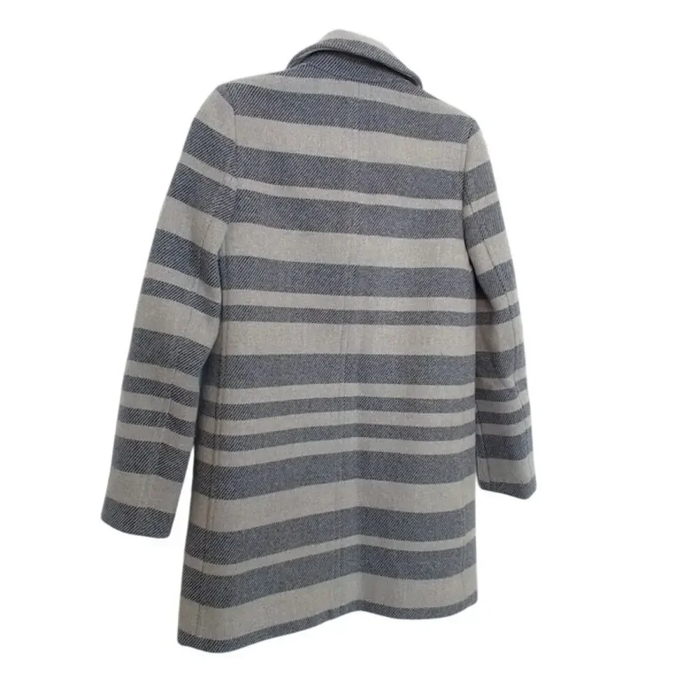 J.Crew Stadium Cloth Wool Coat by Nello‎ Gori Gray Stripe Size 0
